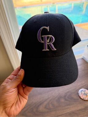 47 Brand Colorado Rockies Black Hat with Purple and White Logo